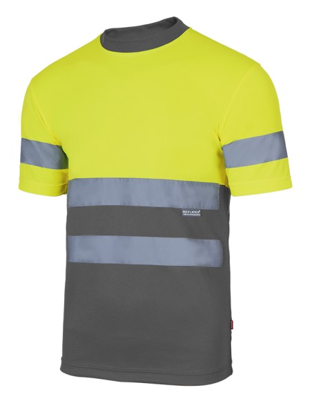 CAMISETA BICOLOR AV. A.FLUOR/GRIS S-3XL